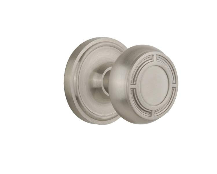 Nostalgic 716605: Classic Rosette w/Mission Knob Passage Door Set - Satin Nickel