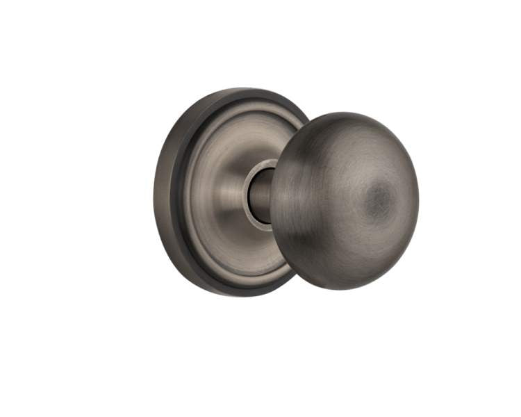 Nostalgic 704784: Classic Rosette w/New York Knob Passage Door Set - Antique Pewter