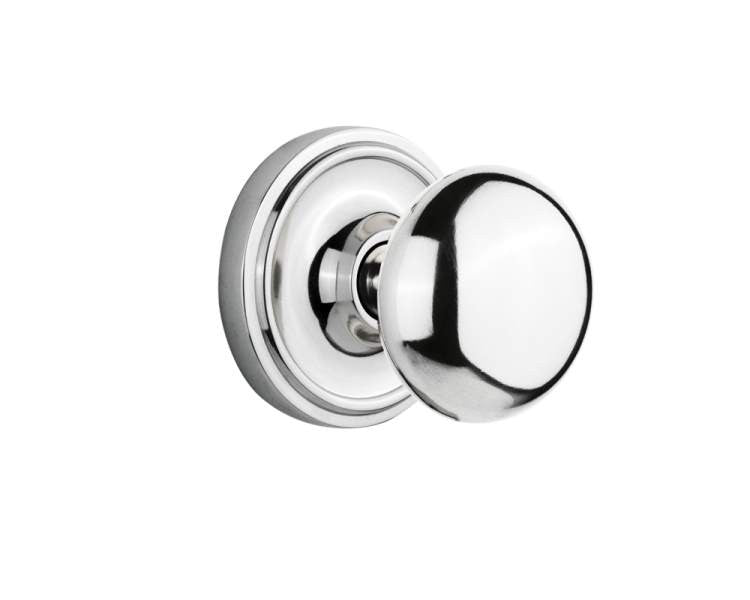 Nostalgic 701229: Mortise Classic Rosette with New York Knob - Bright Chrome