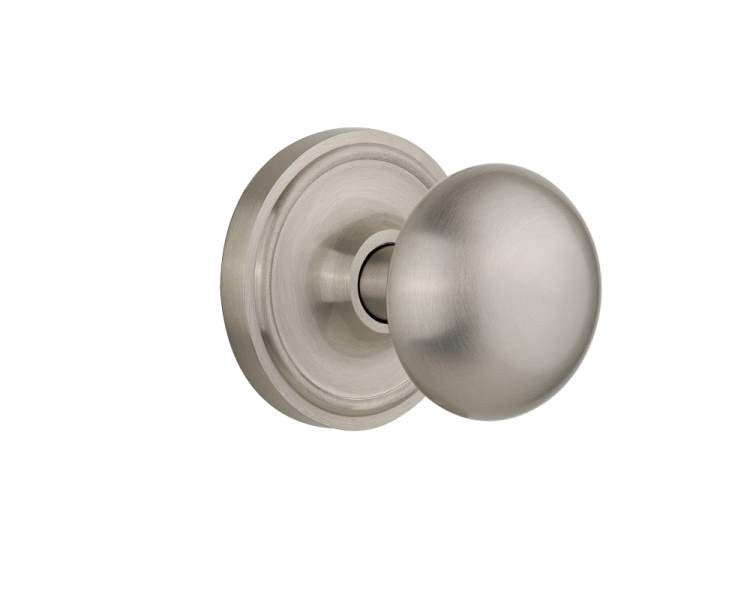 Nostalgic 704778: Classic Rosette w/New York Knob Privacy Door Set - Satin Nickel