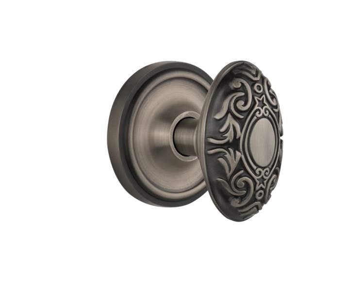 Nostalgic 704812: Classic Rosette w/Victorian Knob Single Dummy Door Set - Antique Pewter