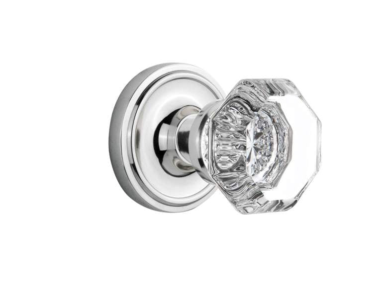Nostalgic 704840: Classic Rosette w/Waldorf Knob Single Dummy Door Set - Bright Chrome