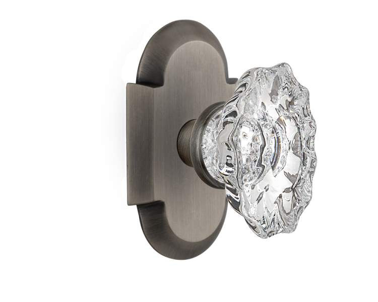 Nostalgic 713722: Cottage Backplate w/Chateau Knob Single Dummy Door Set - Antique Pewter