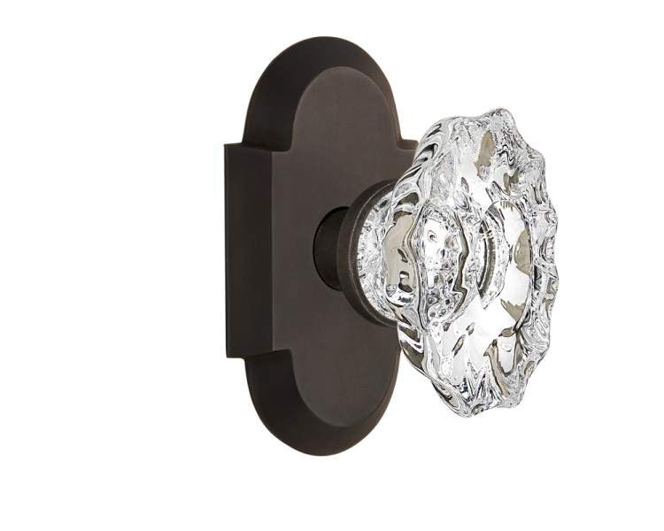 Nostalgic 713724: Cottage Backplate w/Chateau Knob Single Dummy Door Set - Oil-Rubbed Bronze