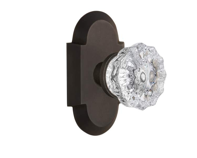 Nostalgic 712995: Cottage Backplate w/Clear Crystal Glass Knob Single Dummy Door Set - Oil-Rubbed Bronze