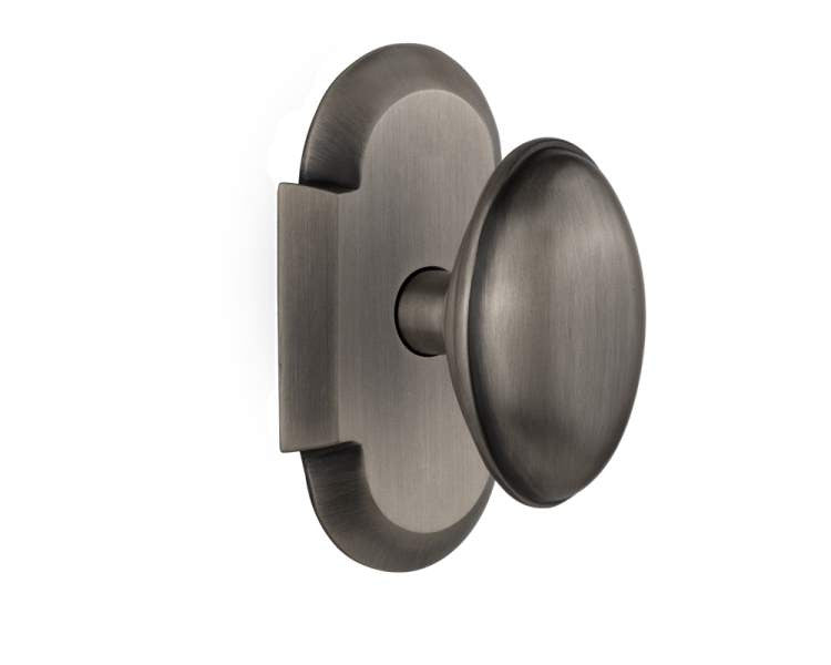 Nostalgic 712911: Cottage Backplate w/Homestead Knob Privacy Door Set - Antique Pewter