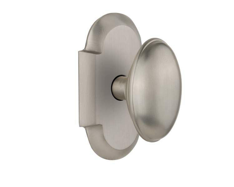 Nostalgic 712915: Cottage Backplate w/Homestead Knob Privacy Door Set - Satin Nickel