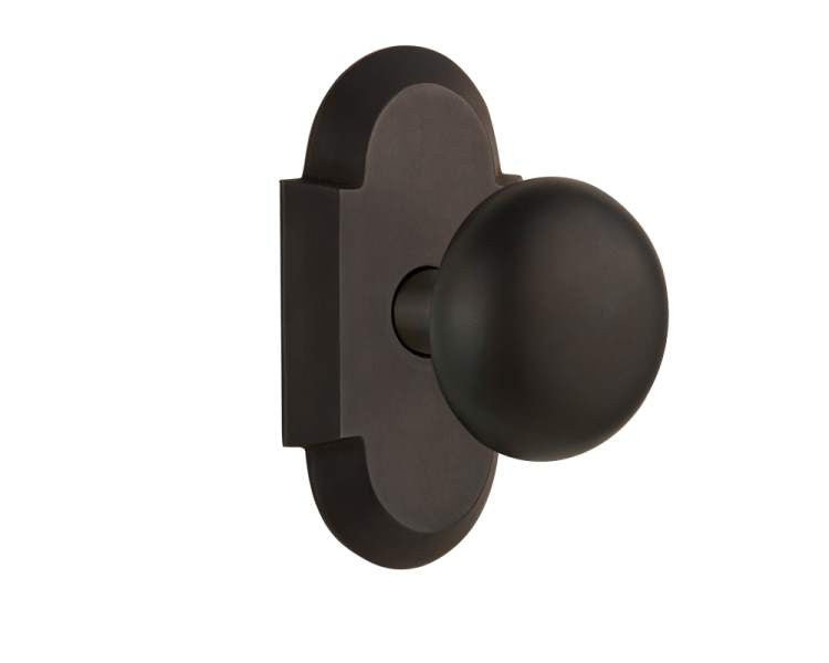 Nostalgic 712830: Cottage Backplate w/New York Knob Passage Door Set - Oil-Rubbed Bronze