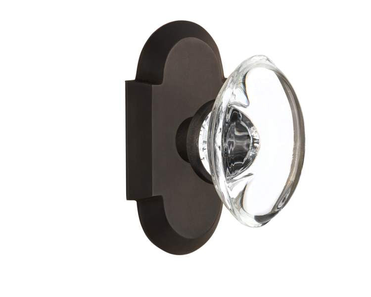 Nostalgic 713029: Cottage Backplate w/Oval Clear Glass Crystal Knob Single Dummy Door Set - Oil-Rubbed Bronze
