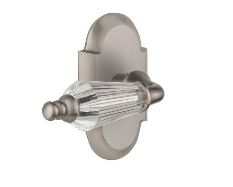Nostalgic 714374: Cottage Backplate w/Parlour Lever Privacy Door Set - Satin Nickel