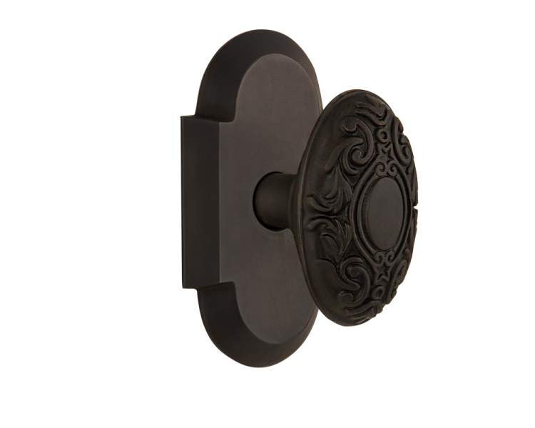Nostalgic 712864: Cottage Backplate w/Victorian Knob Passage Door Set - Oil-Rubbed Bronze