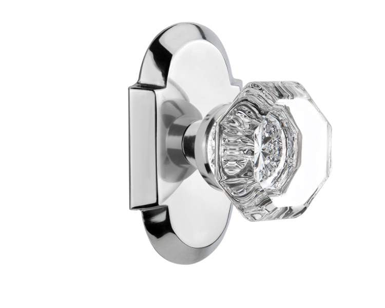 Nostalgic 713062: Cottage Backplate w/Waldorf Knob Single Dummy Door Set - Bright Chrome