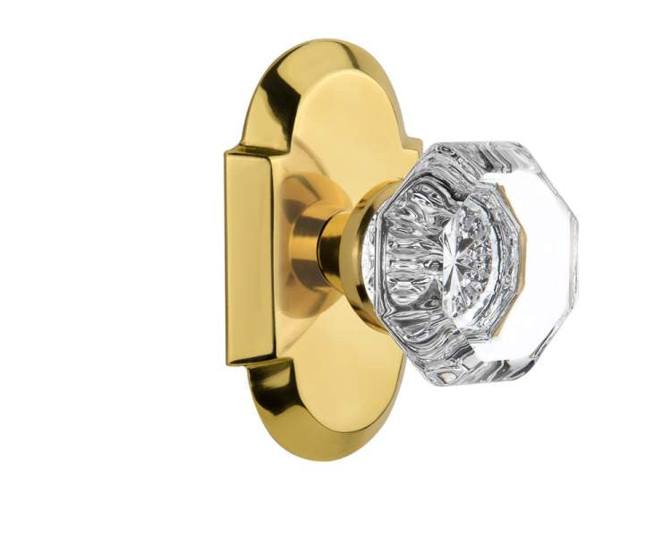Nostalgic 712872: Cottage Backplate w/Waldorf Knob Passage Door Set - Polished Brass