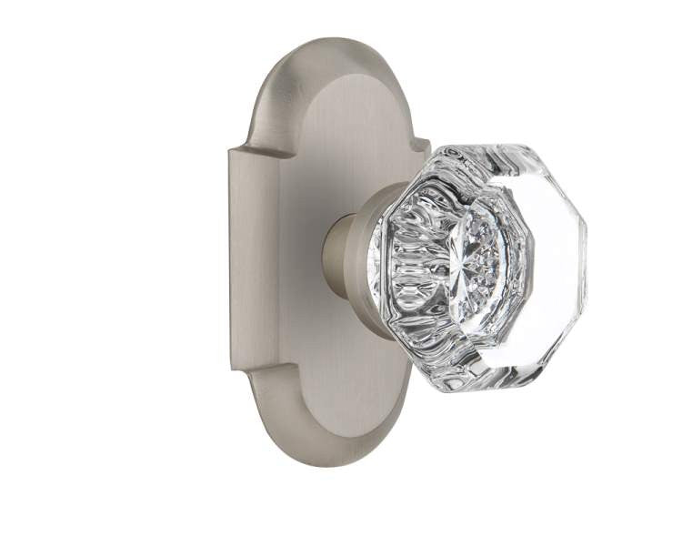 Nostalgic 712873: Cottage Backplate w/Waldorf Knob Passage Door Set - Satin Nickel