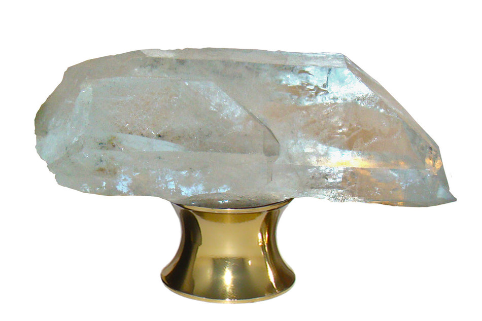 Myterra CQP.03: Crystal Quartz Point Cabinet Knob - Polished Brass