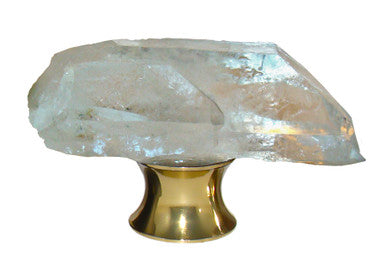 Myterra CQP.03: Crystal Quartz Point Cabinet Knob - Polished Brass