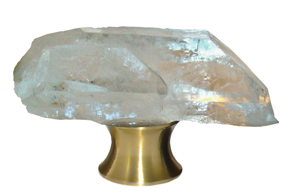 Myterra CQP.04: Crystal Quartz Point Cabinet Knob - Satin Brass