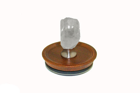 Gemstone CQP-L-15: Acacia Wooden Lid with Single Quartz Crystal Handle