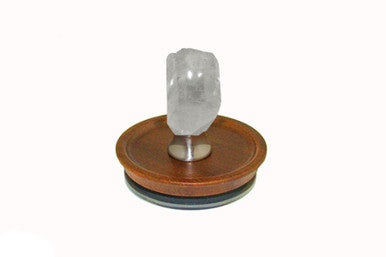 Gemstone CQP-L-15: Acacia Wooden Lid with Single Quartz Crystal Handle