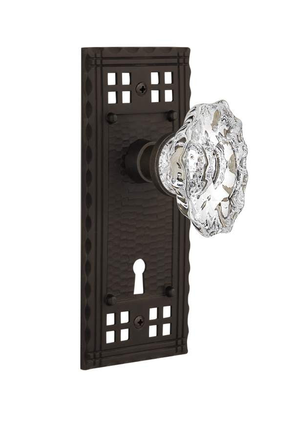 Nostalgic 713811: Craftsman Backplate w/Chateau Knob Single Dummy Door Set - Oil-Rubbed Bronze