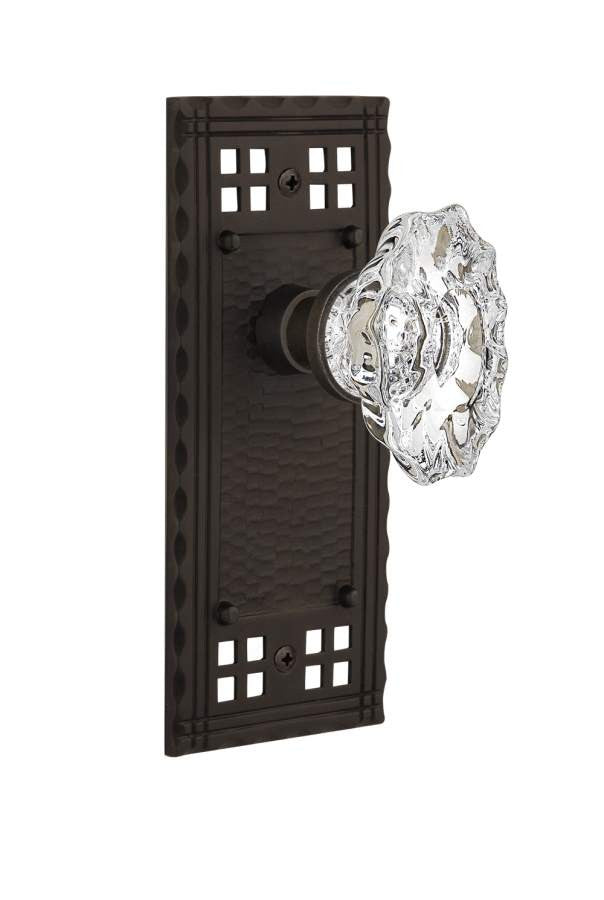 Nostalgic 713771: Craftsman Backplate w/Chateau Knob Single Dummy Door Set - Oil-Rubbed Bronze