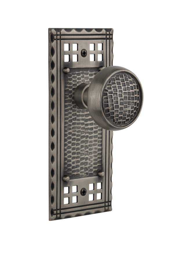 Nostalgic 715671: Craftsman Backplate w/Craftsman Knob Privacy Door Set - Antique Pewter