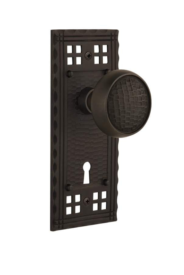 Nostalgic 715352: Craftsman Backplate w/Craftsman Knob Passage Door Set - Oil-Rubbed Bronze