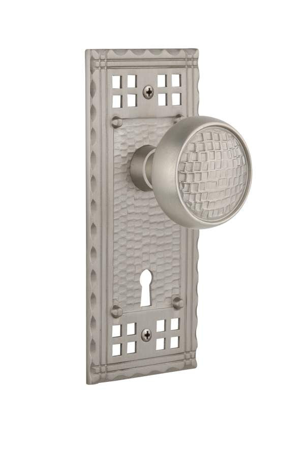 Nostalgic 715353: Craftsman Backplate w/Craftsman Knob Passage Door Set - Satin Nickel