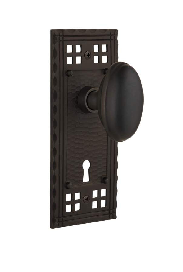 Nostalgic 715432: Craftsman Backplate w/Homestead Knob Single Dummy Door Set - Oil-Rubbed Bronze