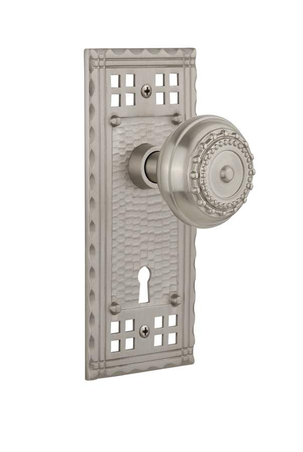 Nostalgic 715757: Mortise Craftsman Plate w/ Meadows Knob and Keyhole - Satin Nickel