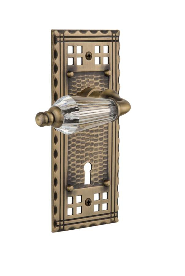 Nostalgic 714457: Craftsman Backplate w/Parlour Lever Privacy Door Set - Antique Brass