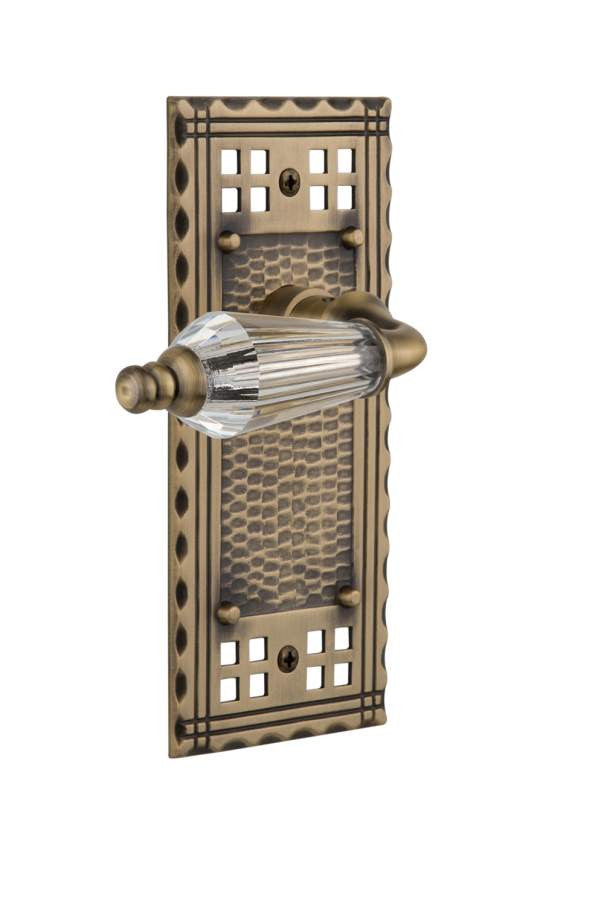 Nostalgic 714417: Craftsman Backplate w/Parlour Lever Privacy Door Set - Antique Brass