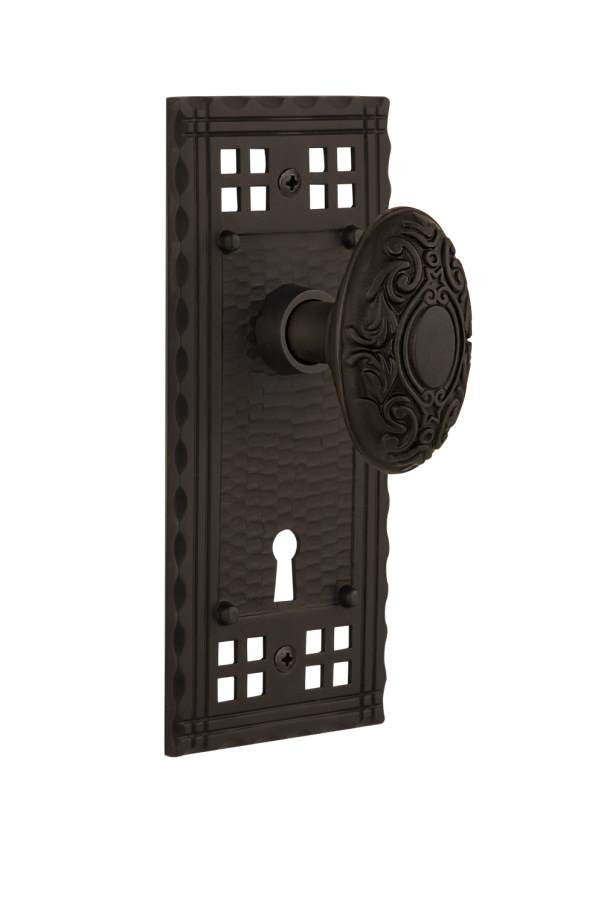 Nostalgic 715444: Craftsman Backplate w/Victorian Knob Single Dummy Door Set - Oil-Rubbed Bronze