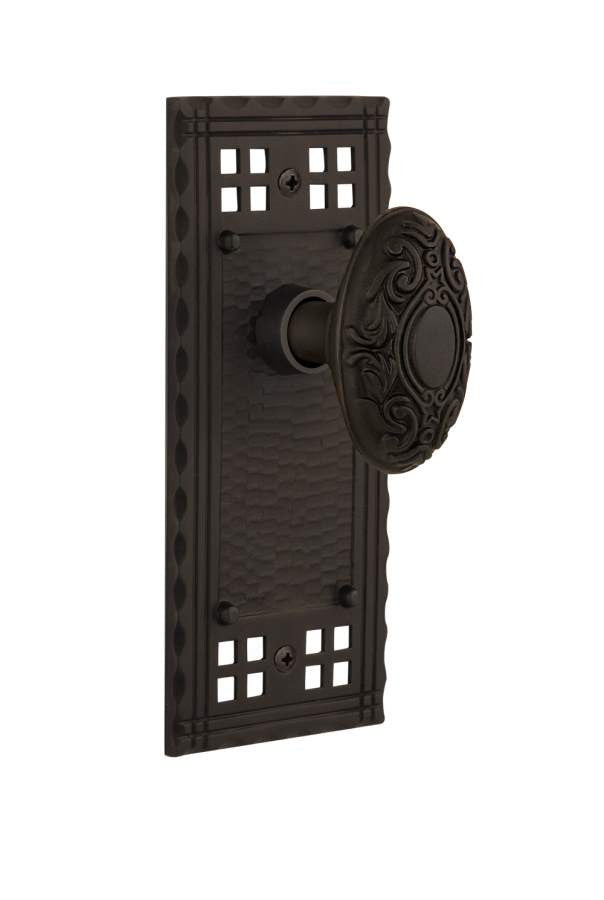 Nostalgic 715636: Craftsman Backplate w/Victorian Knob Privacy Door Set - Oil-Rubbed Bronze