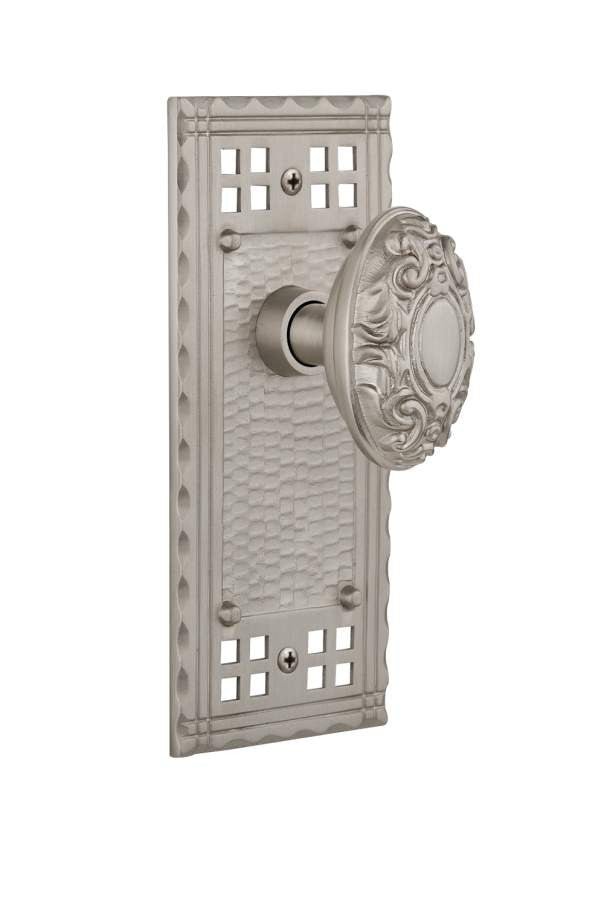 Nostalgic 715381: Craftsman Backplate w/Victorian Knob Single Dummy Door Set - Satin Nickel