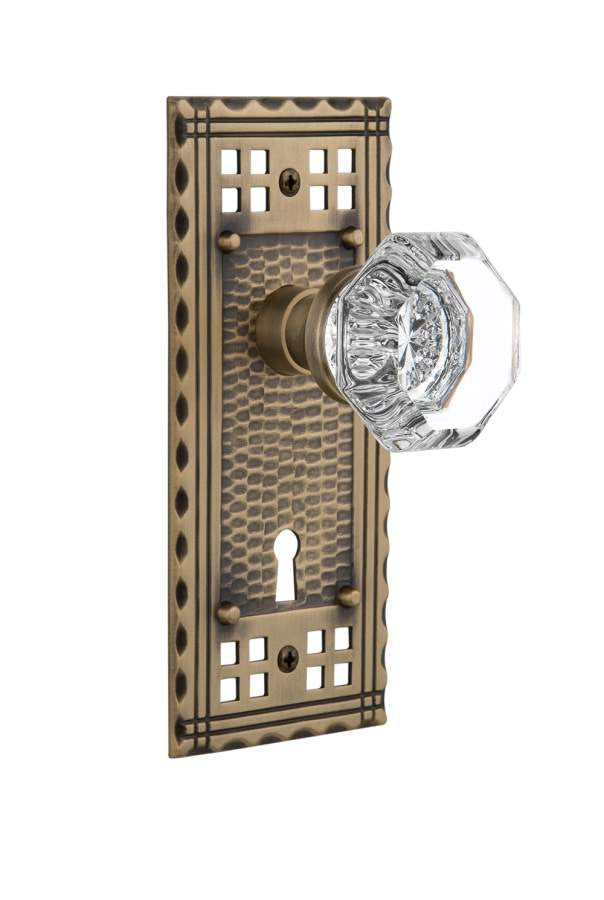 Nostalgic 715446: Craftsman Backplate w/Waldorf Knob Single Dummy Door Set - Antique Brass