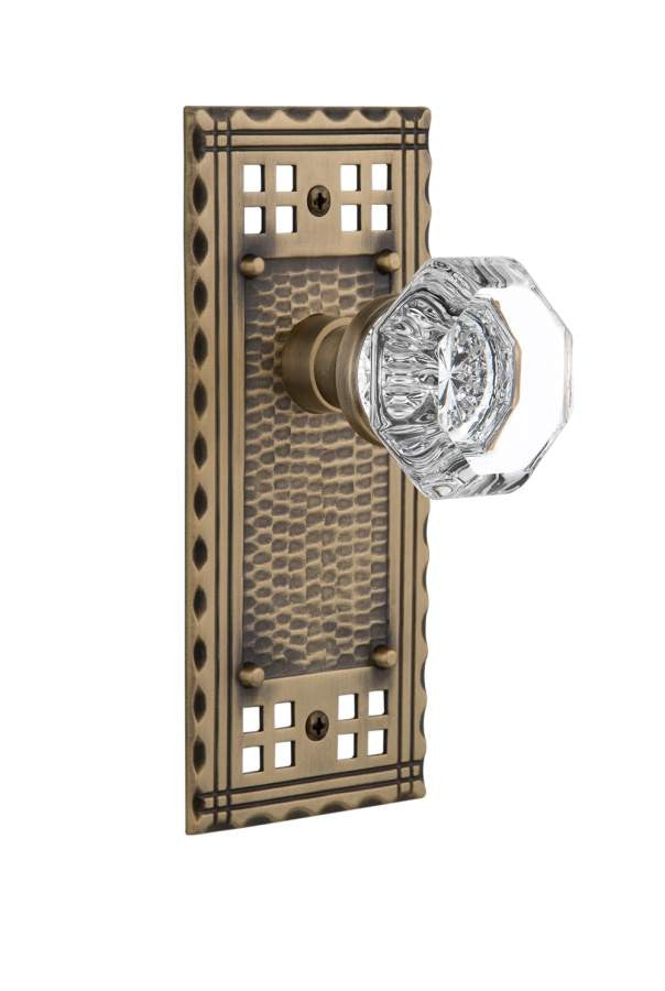 Nostalgic 715638: Craftsman Backplate w/Waldorf Knob Privacy Door Set - Antique Brass