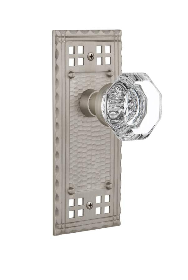 Nostalgic 715641: Craftsman Backplate w/Waldorf Knob Privacy Door Set - Satin Nickel
