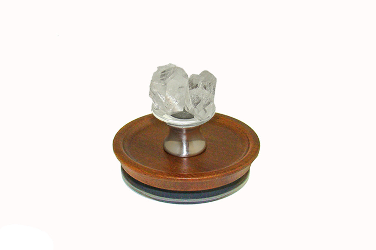 Gemstone DCQP-L-15: Acacia Wooden Lid with Double Quartz Crystal Handle