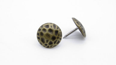 Buck Snort CV00742-1200-4P: 1" Round Hammered Clavos (4-pack) - Oxidized Brass