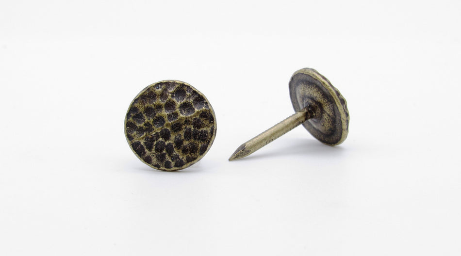 Buck Snort CV01106-1200-4P: 5/8" Round Hammered Clavos (4-pack) - Oxidized Brass