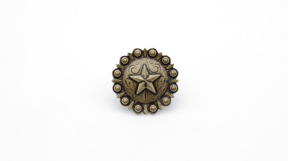 Buck Snort CV01142-1200-8P: 1-1/2" Star Clavos (8-pack) - Oxidized Brass