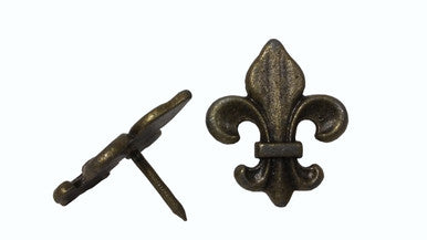Buck Snort CV01146-1200-4P: 1-1/2" Fleur-de-Lis Clavos (4-pack) - Oxidized Brass
