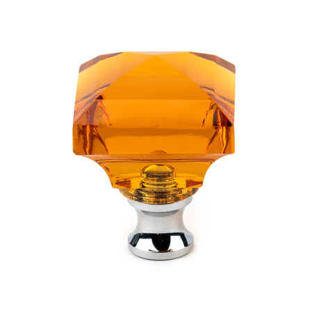 Cal Crystal M995-AMBER: 1-1/4" Square Cabinet Knob - Amber Crystal