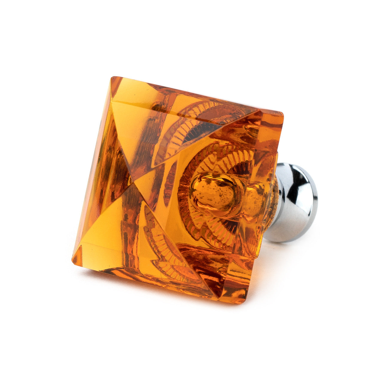 Cal Crystal M995-AMBER: 1-1/4" Square Cabinet Knob - Amber Crystal