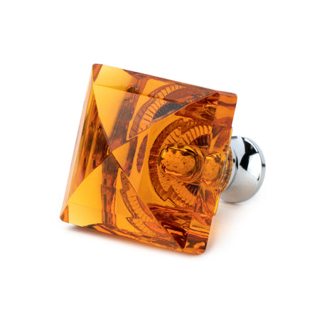 Cal Crystal M995-AMBER: 1-1/4" Square Cabinet Knob - Amber Crystal