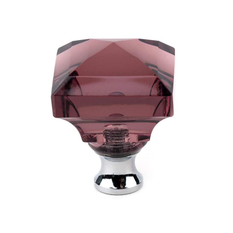 Cal Crystal M995-AMETHYST: 1-1/4" Square Cabinet Knob - Amethyst Crystal