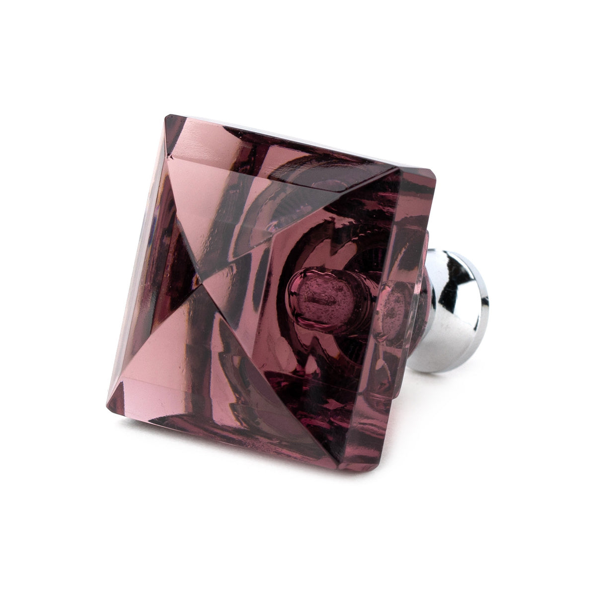 Cal Crystal M995-AMETHYST: 1-1/4" Square Cabinet Knob - Amethyst Crystal