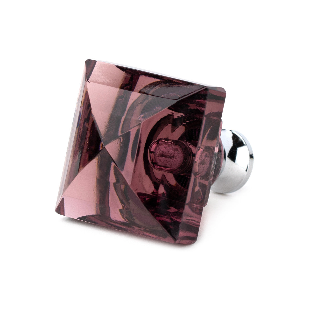 Cal Crystal M995-AMETHYST: 1-1/4" Square Cabinet Knob - Amethyst Crystal