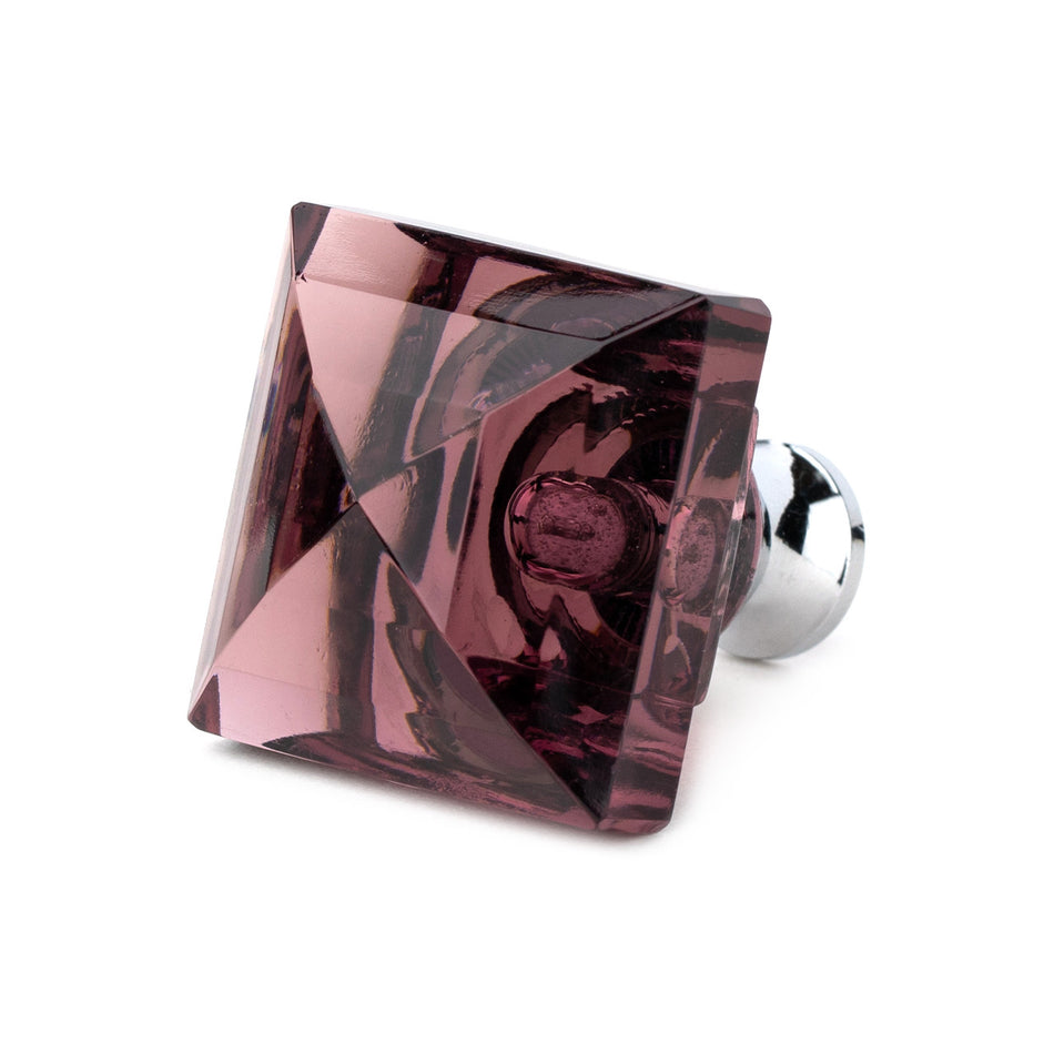 Cal Crystal M995-AMETHYST: 1-1/4" Square Cabinet Knob - Amethyst Crystal